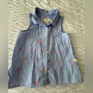 Kate Spade Blue Striped Sleeveless Shirt with Colorful details